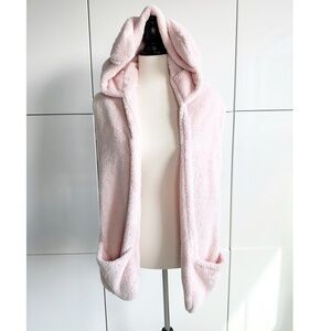 Pink Bunny Fuzzy Hat Hood Beanie With Hand Pockets From Japan